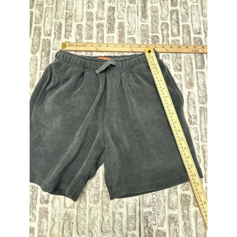 Negative Space Corduroy Shorts Elastic Waist Drawstring Charcoal Gray Men's S